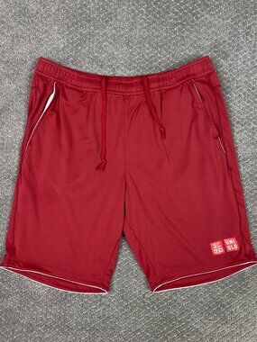 Uniqlo Roger Federer Shorts Mens XL Burgundy Red RF Dry Ex Tennis Shorts 418166